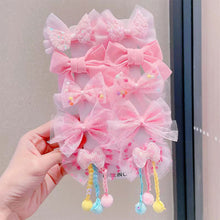 Load image into Gallery viewer, 10pcs/set Mesh Bowknot Flower Hair Clips Sweet Cute Children Colorful Hairpin Headwear Hair Accessories
