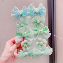 Load image into Gallery viewer, 10pcs/set Mesh Bowknot Flower Hair Clips Sweet Cute Children Colorful Hairpin Headwear Hair Accessories