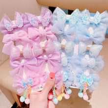 Load image into Gallery viewer, 10pcs/set Mesh Bowknot Flower Hair Clips Sweet Cute Children Colorful Hairpin Headwear Hair Accessories