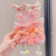 Load image into Gallery viewer, 10pcs/set Mesh Bowknot Flower Hair Clips Sweet Cute Children Colorful Hairpin Headwear Hair Accessories