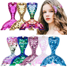 Load image into Gallery viewer, Girls' Sequin Hairpin Beauty Fishtail Style Dazzling Reversible Gradient Sequin Pearl Duckbill Clip Children's Hair Accessories