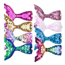 Load image into Gallery viewer, Girls' Sequin Hairpin Beauty Fishtail Style Dazzling Reversible Gradient Sequin Pearl Duckbill Clip Children's Hair Accessories