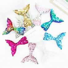 Load image into Gallery viewer, Girls' Sequin Hairpin Beauty Fishtail Style Dazzling Reversible Gradient Sequin Pearl Duckbill Clip Children's Hair Accessories
