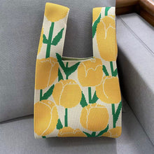 Load image into Gallery viewer, Colorful Tulip Flower Knitted Bag Handbag Large Capacity Portable Handbag Casual Daily Knitted Handbag