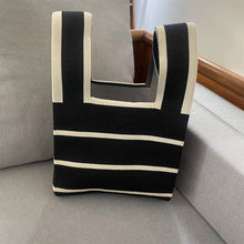 Load image into Gallery viewer, Contrast Striped Knitted Woven Bag Soft Skin-friendly Portable Leisure Bag Fashion Niche Women Knitted Handbag