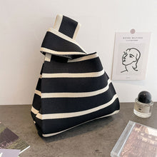 Load image into Gallery viewer, Contrast Striped Knitted Woven Bag Soft Skin-friendly Portable Leisure Bag Fashion Niche Women Knitted Handbag