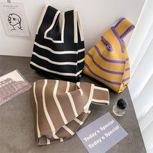 Load image into Gallery viewer, Contrast Striped Knitted Woven Bag Soft Skin-friendly Portable Leisure Bag Fashion Niche Women Knitted Handbag