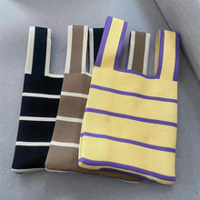 Load image into Gallery viewer, Contrast Striped Knitted Woven Bag Soft Skin-friendly Portable Leisure Bag Fashion Niche Women Knitted Handbag