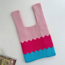 Load image into Gallery viewer, Knitted Colorful Handbag Portable Versatile Color Matching Knit Bag Fashion Simple Casual Handbag for Women