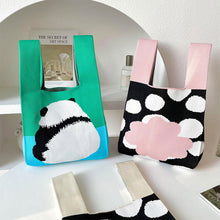 Load image into Gallery viewer, Cartoon Cute Panda Flower Knitted Shoulder Bag Handbag Casual Versatile Portable Wrist Bag Handbag for Women