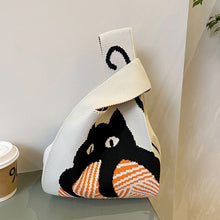 Load image into Gallery viewer, Niche Cartoon Cat Knitted Woven Handbag Large Capacity Portable Versatile Shoulder Bag Handbag for Women