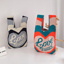 Load image into Gallery viewer, Colorful Love Letter Handbag Portable Knitted Woven Bag Shoulder Bag Women Fashion Casual Knitted Handbag
