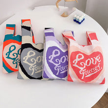 Load image into Gallery viewer, Colorful Love Letter Handbag Portable Knitted Woven Bag Shoulder Bag Women Fashion Casual Knitted Handbag