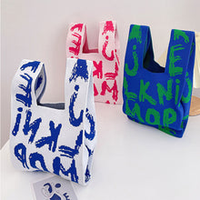 Load image into Gallery viewer, Knitted Letter Graffiti Handbag Large Capacity Soft Portable Knitted Bag Women Casual Knitted Shoulder Bag Handbag