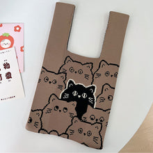 Load image into Gallery viewer, Cute Cat Head Knitted Handbag Soft Portable Shoulder Bag Knitted Bag Versatile Casual Large Capacity Knitted Handbag