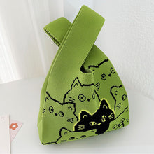 Load image into Gallery viewer, Cute Cat Head Knitted Handbag Soft Portable Shoulder Bag Knitted Bag Versatile Casual Large Capacity Knitted Handbag
