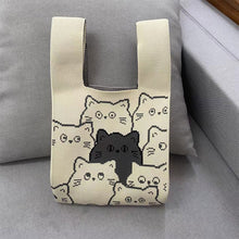 Load image into Gallery viewer, Cute Cat Head Knitted Handbag Soft Portable Shoulder Bag Knitted Bag Versatile Casual Large Capacity Knitted Handbag