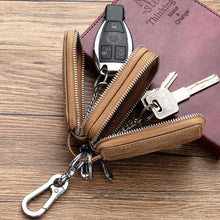Load image into Gallery viewer, Car Key Case Leather Bag Wallet Housekeeper Holders Key Rings Home Key with Zipper Double-layer for Men & Women