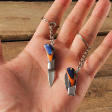 Load image into Gallery viewer, Raw Wood Handle Stainless Steel Knife Keychain Outdoor Portable Folding Fruit Knife Edc Emergency Pocket Mini Hanging Cutter