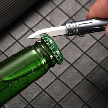 Load image into Gallery viewer, EDC Stainless Steel Mini Tea Knife Outdoor Camping Portable Self-Defense Knife Multi-Function Express Cutter Bottle Opener Fruit Cutter Key Chain