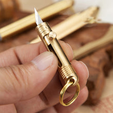 Load image into Gallery viewer, Multi-Functional Mini Brass Knife Pendant Spare Bottle Opener Broken Window Cone Car Key Chain Outdoor Camping Tool