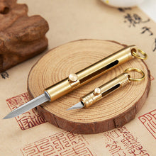 Load image into Gallery viewer, Multi-Functional Mini Brass Knife Pendant Spare Bottle Opener Broken Window Cone Car Key Chain Outdoor Camping Tool