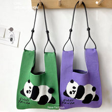 Load image into Gallery viewer, Vest Trendy Knit Cute Giant Panda One Shoulder Handbag Large Capacity Commuting Bag Female Bag with Hairball