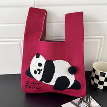Load image into Gallery viewer, Vest Trendy Knit Cute Giant Panda One Shoulder Handbag Large Capacity Commuting Bag Female Bag with Hairball