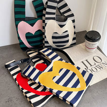 Load image into Gallery viewer, Creative Horizontal Love Knitted Bag Fashion Simple Handbag for Women's Commuting Love Heart Commuter Handbag