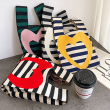 Load image into Gallery viewer, Creative Horizontal Love Knitted Bag Fashion Simple Handbag for Women's Commuting Love Heart Commuter Handbag