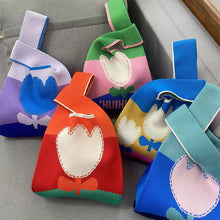 Load image into Gallery viewer, Flower Knitted Bag Large Capacity Tote Bag Vest Bag Single Shoulder Bag Woolen Knitted Tulip Women Commuter Bag