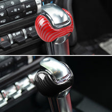 Load image into Gallery viewer, 2Pcs Carbon Fiber Car Interior Gear Shift Knob Trim Cover Red/Black For Ford Mustang 2015 - 2019