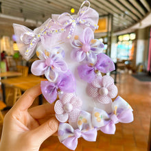 Load image into Gallery viewer, 10pcs/set Cute Fabric Flower Hair Clips Mesh Bowknot Hairpin Simple Headwear Hair Accessories for Children