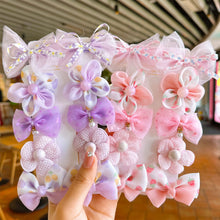Load image into Gallery viewer, 10pcs/set Cute Fabric Flower Hair Clips Mesh Bowknot Hairpin Simple Headwear Hair Accessories for Children