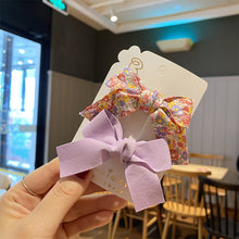 Load image into Gallery viewer, 2pcs/set Fabric Floral Bowknot Hair Clips Colorful Cute Children Hairpin Hair Ornament Hair Accessories