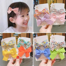 Load image into Gallery viewer, 2pcs/set Fabric Floral Bowknot Hair Clips Colorful Cute Children Hairpin Hair Ornament Hair Accessories