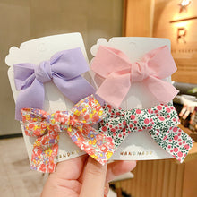Load image into Gallery viewer, 2pcs/set Fabric Floral Bowknot Hair Clips Colorful Cute Children Hairpin Hair Ornament Hair Accessories