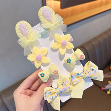 Load image into Gallery viewer, 8pcs/set Cute Cartoon Rabbit Ear Hairpin Fabric Embroidery Flower Bowknot Hair Clips Girls Headwear Hair Accessories