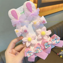 Load image into Gallery viewer, 8pcs/set Cute Cartoon Rabbit Ear Hairpin Fabric Embroidery Flower Bowknot Hair Clips Girls Headwear Hair Accessories