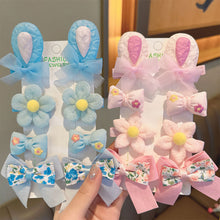 Load image into Gallery viewer, 8pcs/set Cute Cartoon Rabbit Ear Hairpin Fabric Embroidery Flower Bowknot Hair Clips Girls Headwear Hair Accessories