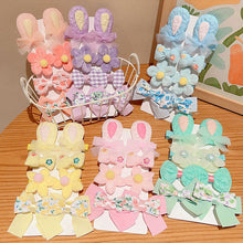 Load image into Gallery viewer, 8pcs/set Cute Cartoon Rabbit Ear Hairpin Fabric Embroidery Flower Bowknot Hair Clips Girls Headwear Hair Accessories