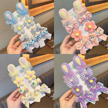 Load image into Gallery viewer, 8pcs/set Cute Cartoon Rabbit Ear Hairpin Fabric Embroidery Flower Bowknot Hair Clips Girls Headwear Hair Accessories