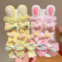 Load image into Gallery viewer, 8pcs/set Cute Cartoon Rabbit Ear Hairpin Fabric Embroidery Flower Bowknot Hair Clips Girls Headwear Hair Accessories