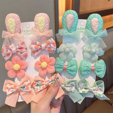 Load image into Gallery viewer, 8pcs/set Cute Cartoon Rabbit Ear Hairpin Fabric Embroidery Flower Bowknot Hair Clips Girls Headwear Hair Accessories