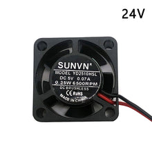 Load image into Gallery viewer, 2510 25MM 25x25x10MM Graphics card Cooling fan 5V 12V 24V m.2 SSD Fan with 2pin 3PIN