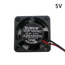Load image into Gallery viewer, 2510 25MM 25x25x10MM Graphics card Cooling fan 5V 12V 24V m.2 SSD Fan with 2pin 3PIN