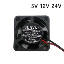 Load image into Gallery viewer, 2510 25MM 25x25x10MM Graphics card Cooling fan 5V 12V 24V m.2 SSD Fan with 2pin 3PIN