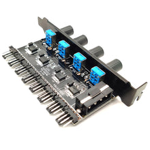 Load image into Gallery viewer, 12V 1 To 3 8 Way PC Case Cooling Fan Hub 4Pin 3Pin Speed Controller Practical Regulator Splitter Computer Adapter
