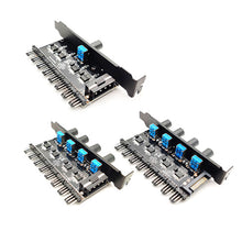 Load image into Gallery viewer, 12V 1 To 3 8 Way PC Case Cooling Fan Hub 4Pin 3Pin Speed Controller Practical Regulator Splitter Computer Adapter