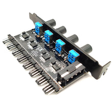 Load image into Gallery viewer, 12V 1 To 3 8 Way PC Case Cooling Fan Hub 4Pin 3Pin Speed Controller Practical Regulator Splitter Computer Adapter